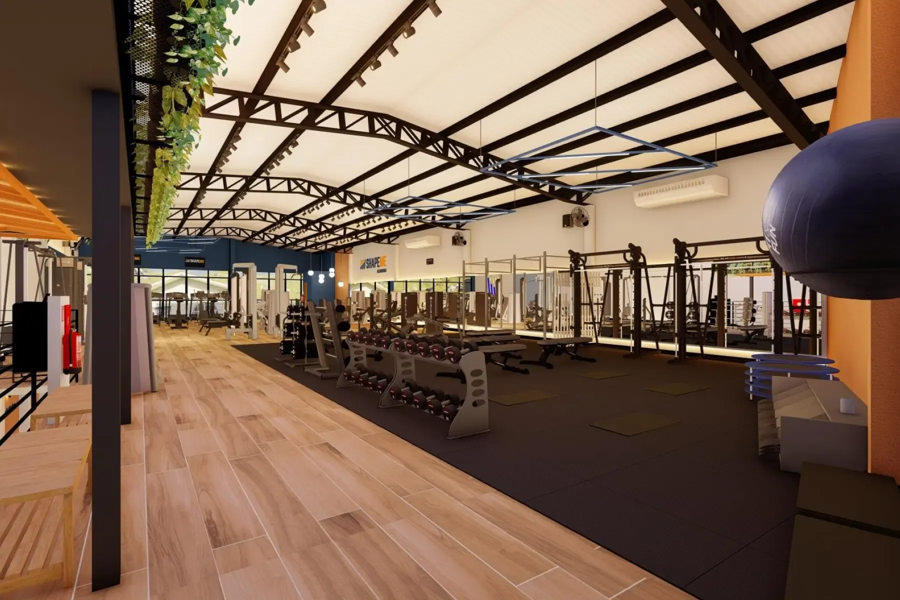 Área de musculação da ShapeMe Academia